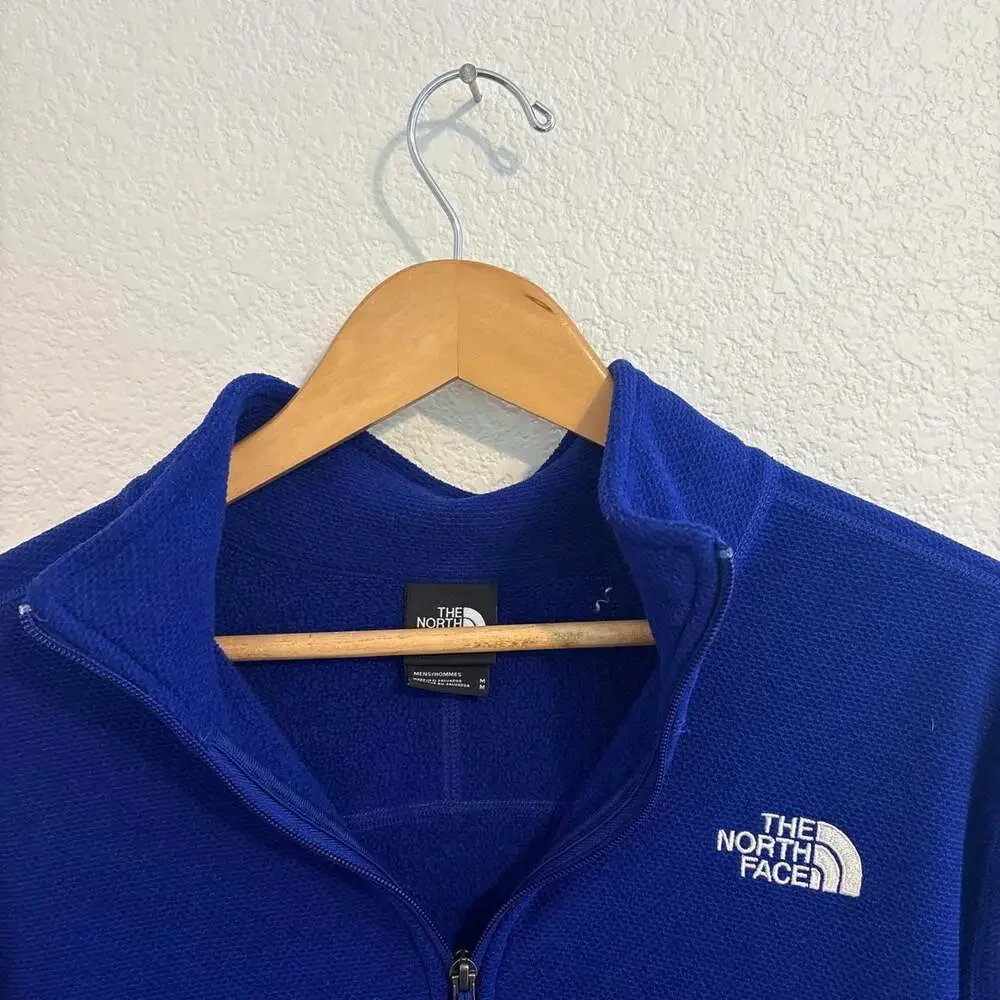 The North Face Men's Blue Waffle Knit Grid Fleece FullZip Pullover Size M